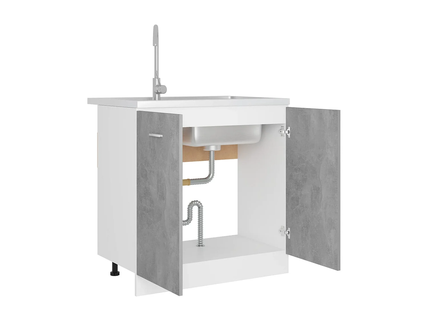 Armadio per Lavabo Grigio Cemento 80x46x81,5 cm in Multistrato