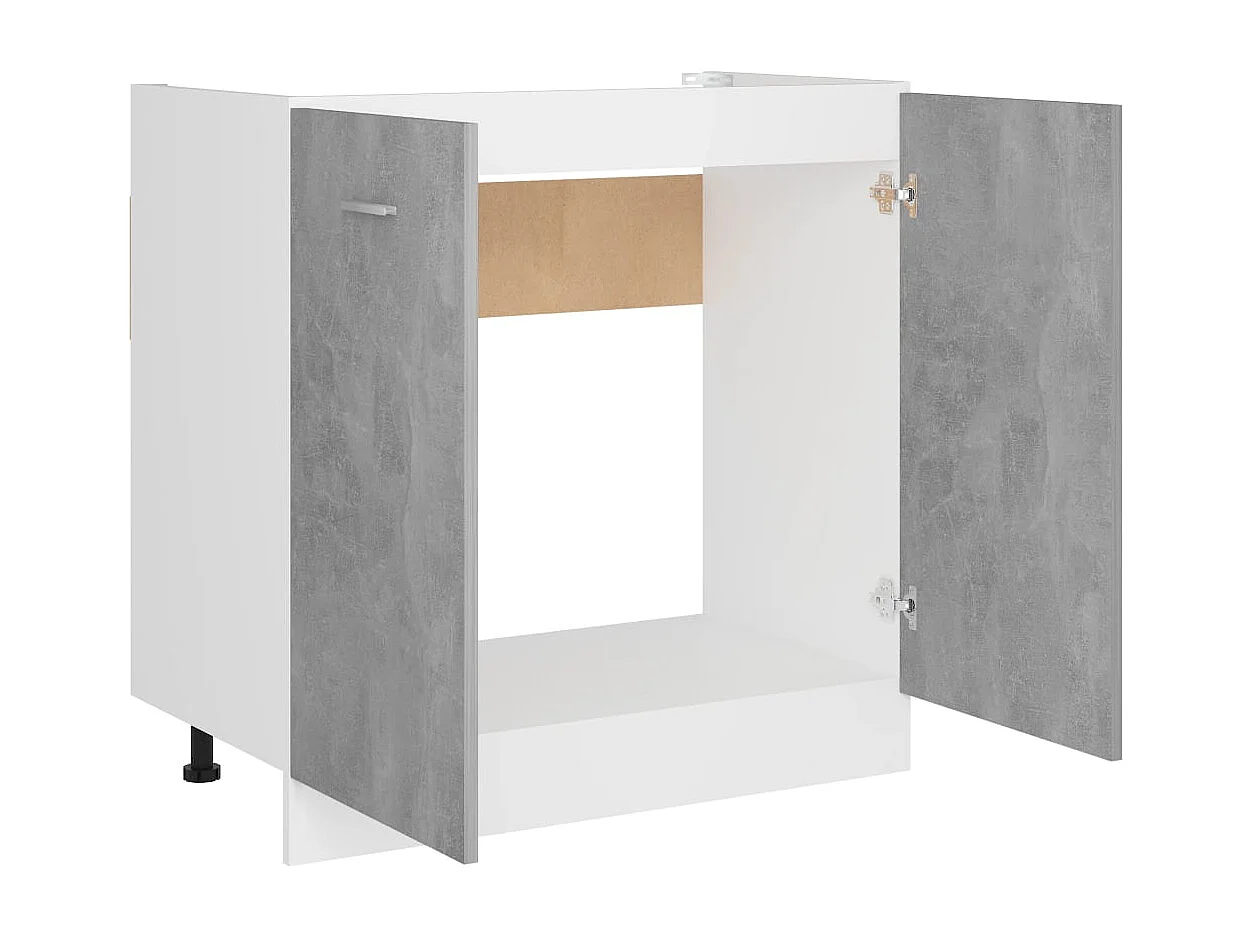 Armadio per Lavabo Grigio Cemento 80x46x81,5 cm in Multistrato