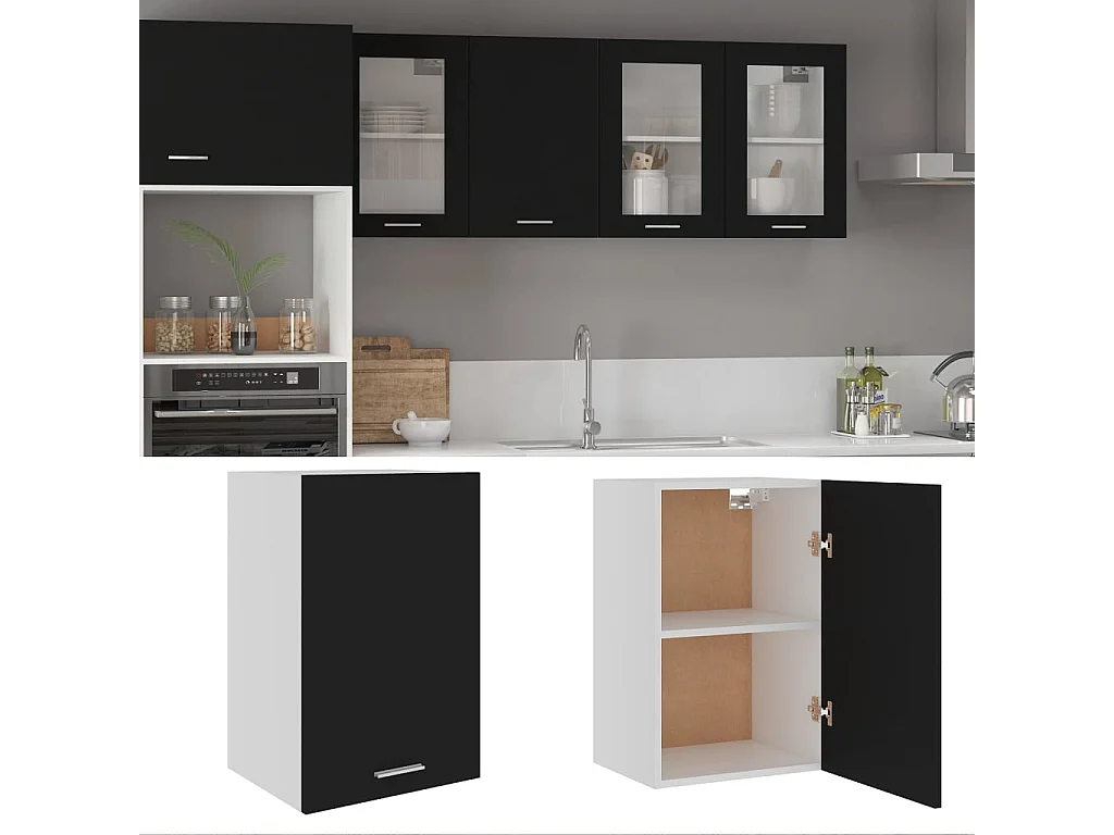 Armoire suspendue "Lyon" Noir 39,5 x 31 x 60 cm Bois d'ingénierie