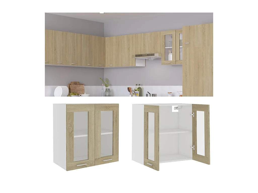 Hängeglasschrank Lyon Sonoma-Eiche 60x31x60 cm Holzwerkstoff