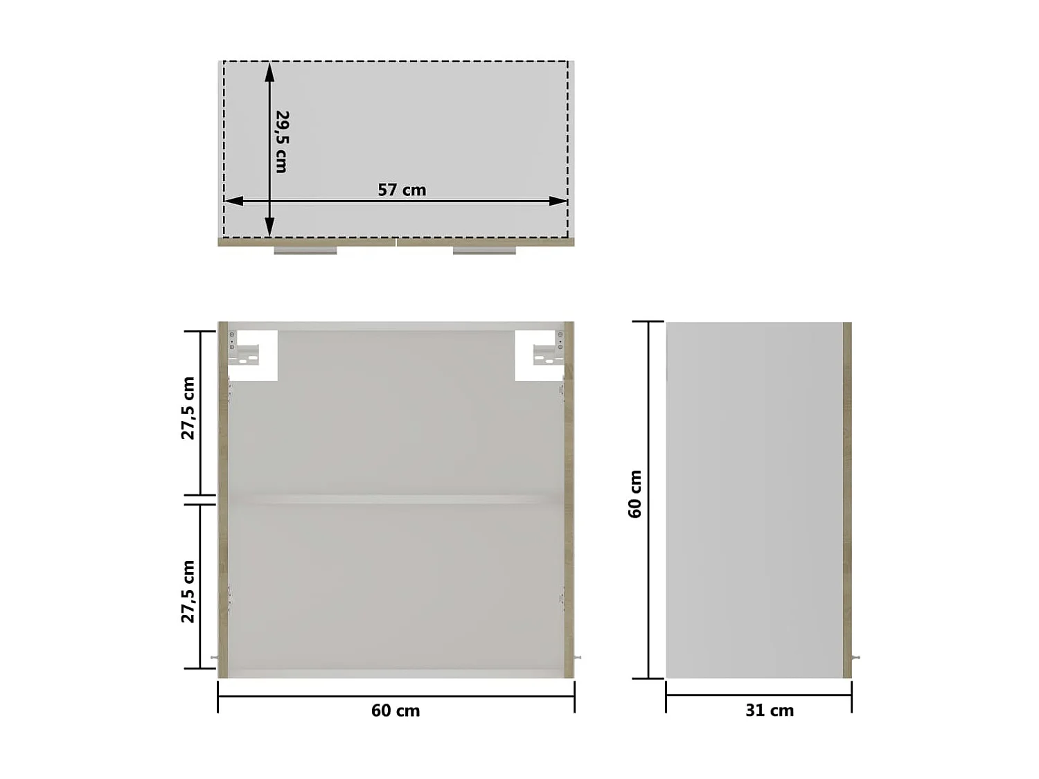 Mobile Pensile con Vetro “Lyon” Rovere Sonoma 60x31x60 cm