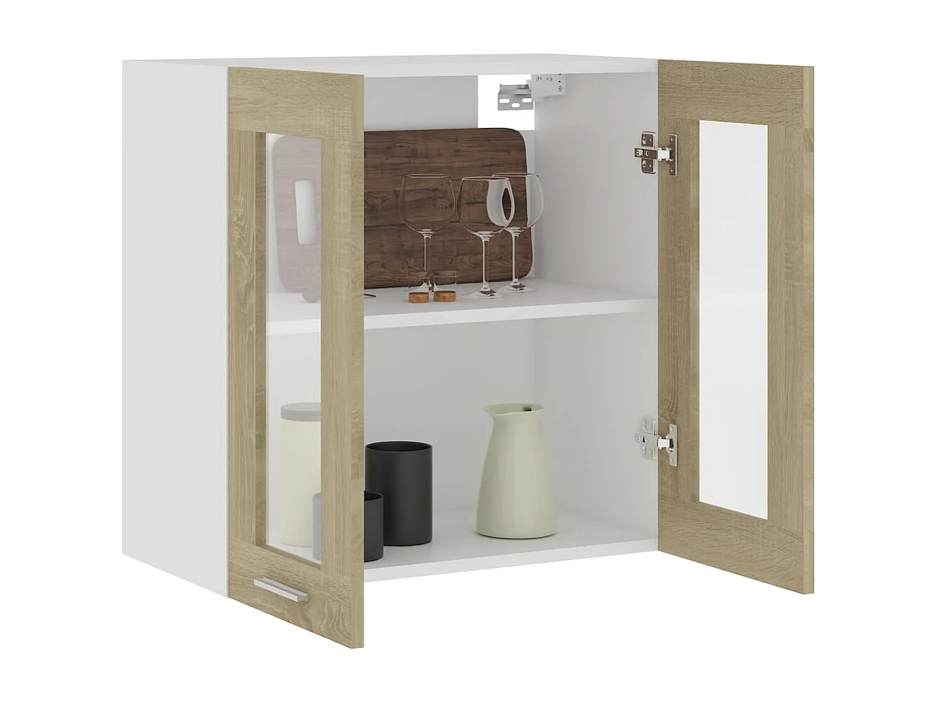 Mobile Pensile con Vetro “Lyon” Rovere Sonoma 60x31x60 cm
