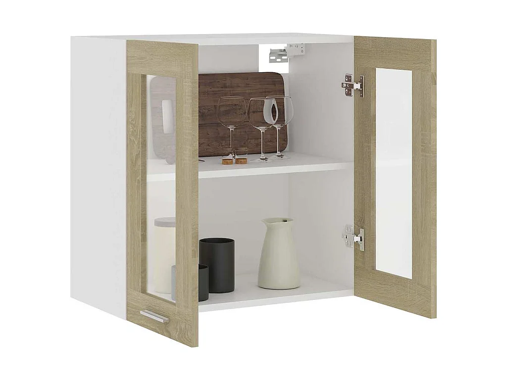 Vitrine suspendue Lyon Chêne Sonoma 60x31x60 cm