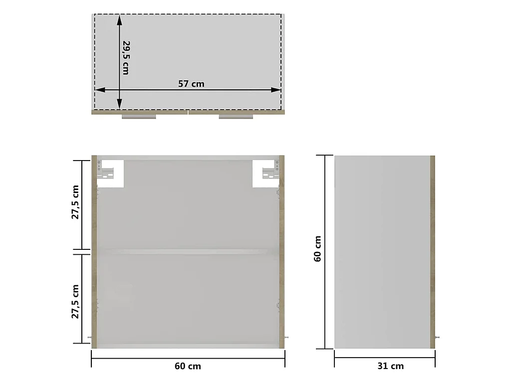 Vitrine suspendue Lyon Chêne Sonoma 60x31x60 cm