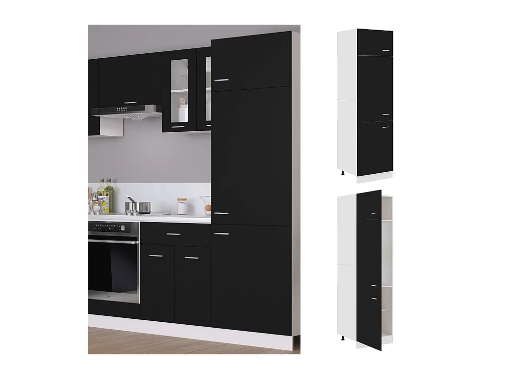 Armoire réfrigérée "Lyon" Noir 60 x 57 x 207 cm Bois d'ingénierie