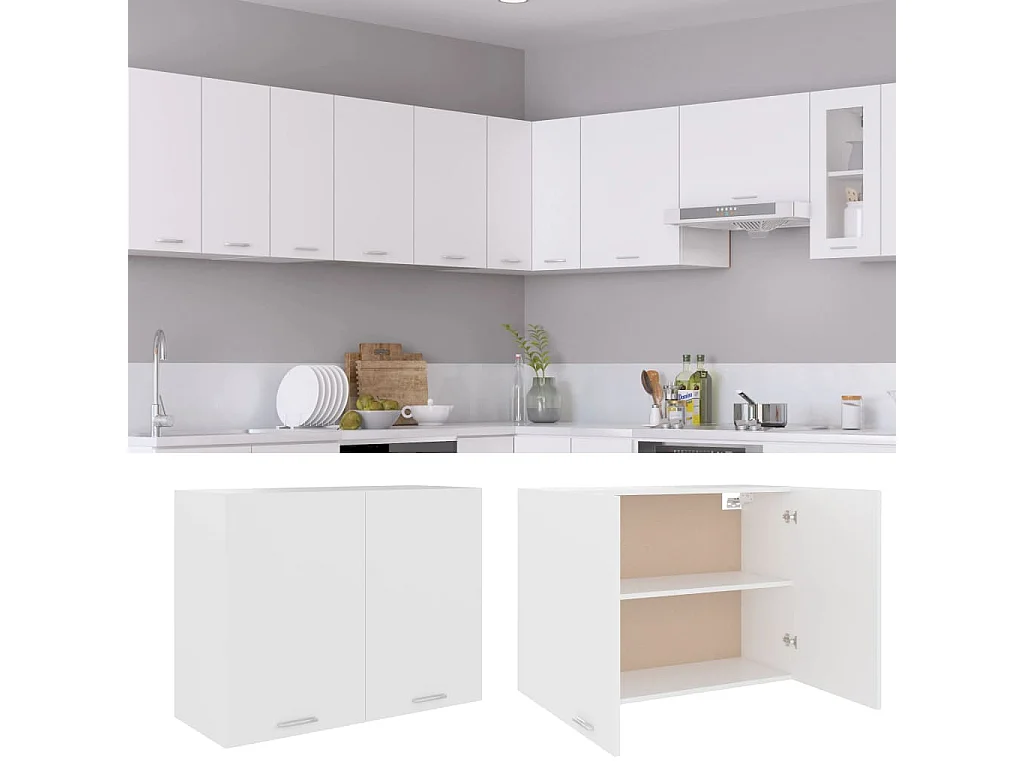 Hängeschrank Lyon Weiß 80x31x60 cm Holzwerkstoff