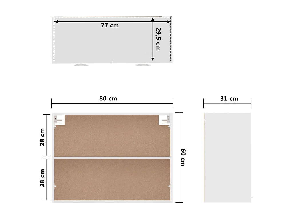 Armario colgante "Lyon" de, blanco, 80 x 31 x 60 cm, madera de ingeniería
