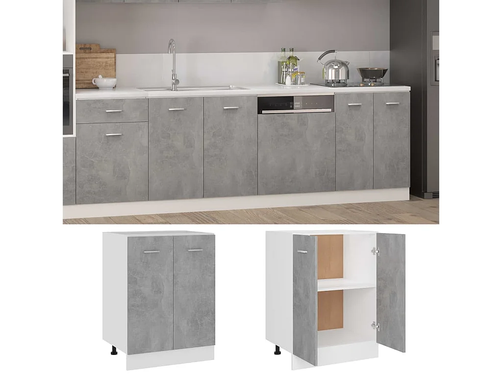 Meuble bas "Lyon" Gris béton 60 x 46 x 81,5 cm Bois d'ingénierie