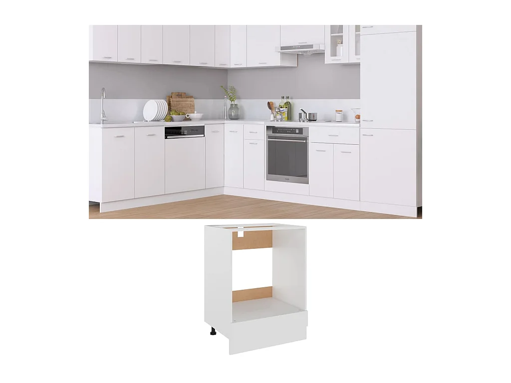 Meuble de four "Riga" blanc 60 x 46 x 81,5 cm en bois d'ingénierie