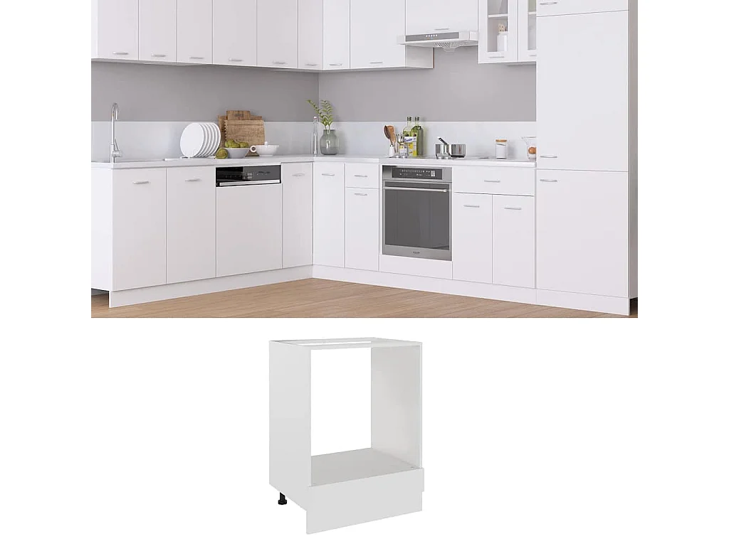 Meuble de four "Riga" blanc 60 x 46 x 81,5 cm en bois d'ingénierie