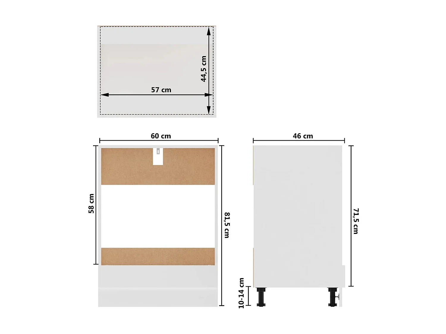 Meuble de four "Riga" blanc 60 x 46 x 81,5 cm en bois d'ingénierie