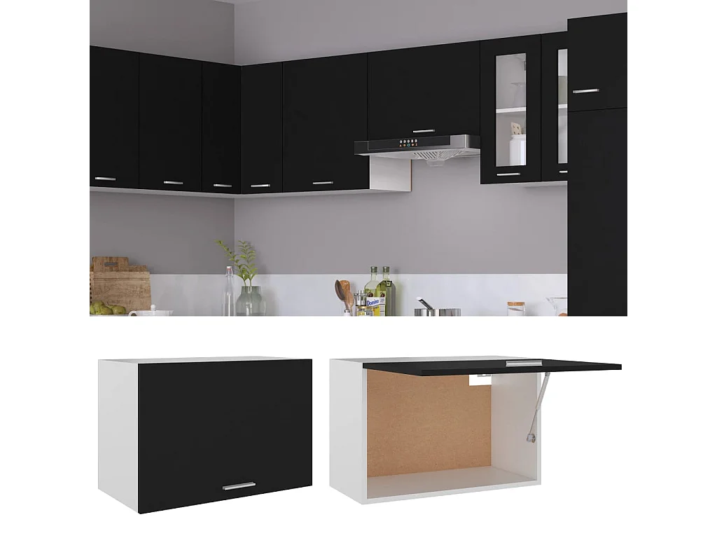 Armoire suspendue "Lyon" Noir 60 x 31 x 40 cm Bois d'ingénierie