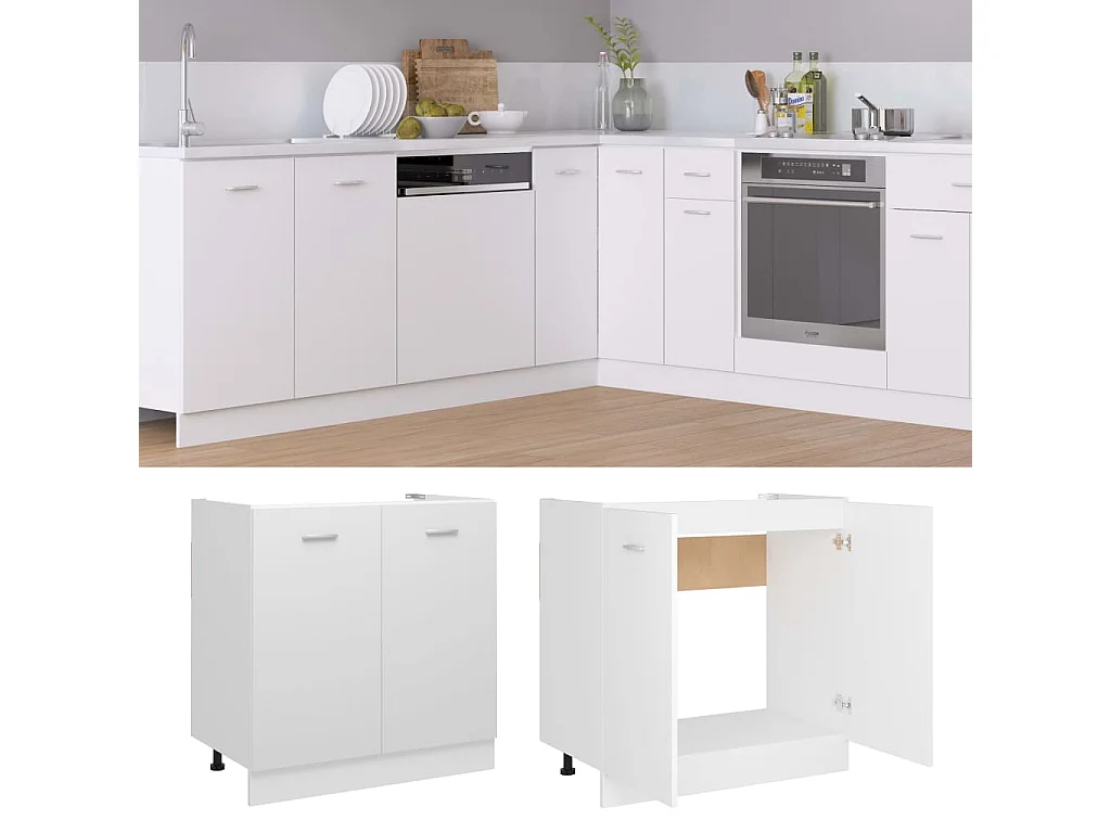 Mueble bajo fregadero "Lyon" blanco 80x46x81,5 cm madera de ingeniería