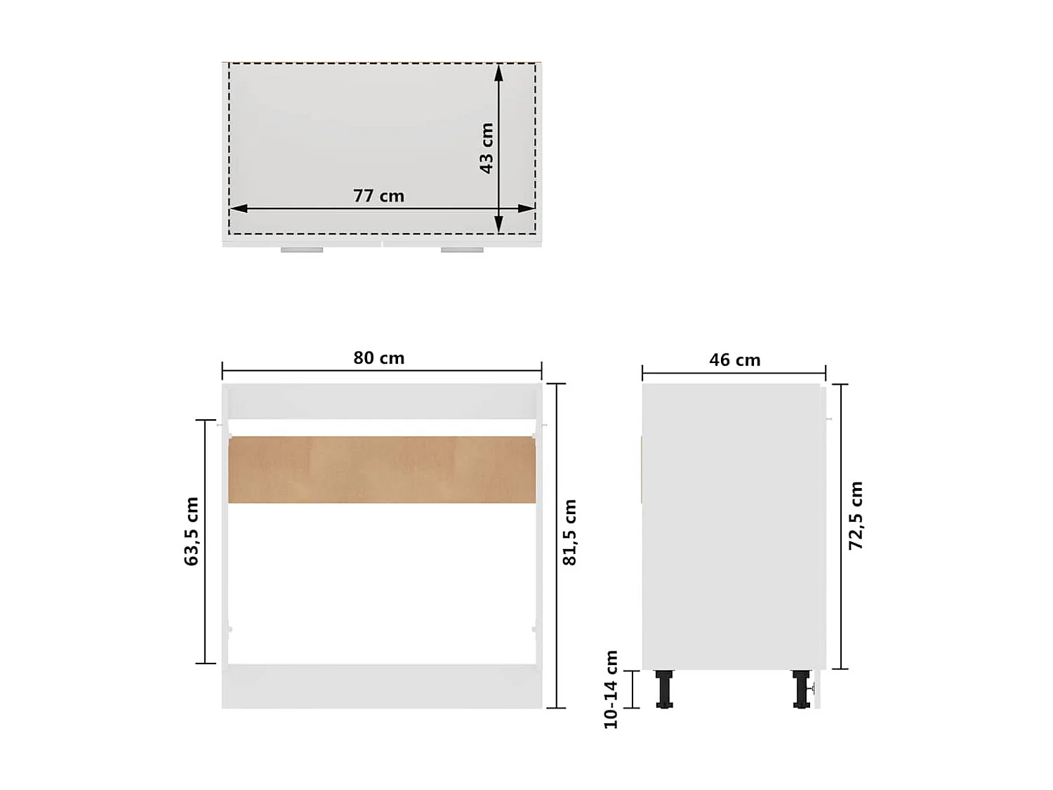 Mueble bajo fregadero "Lyon" blanco 80x46x81,5 cm madera de ingeniería