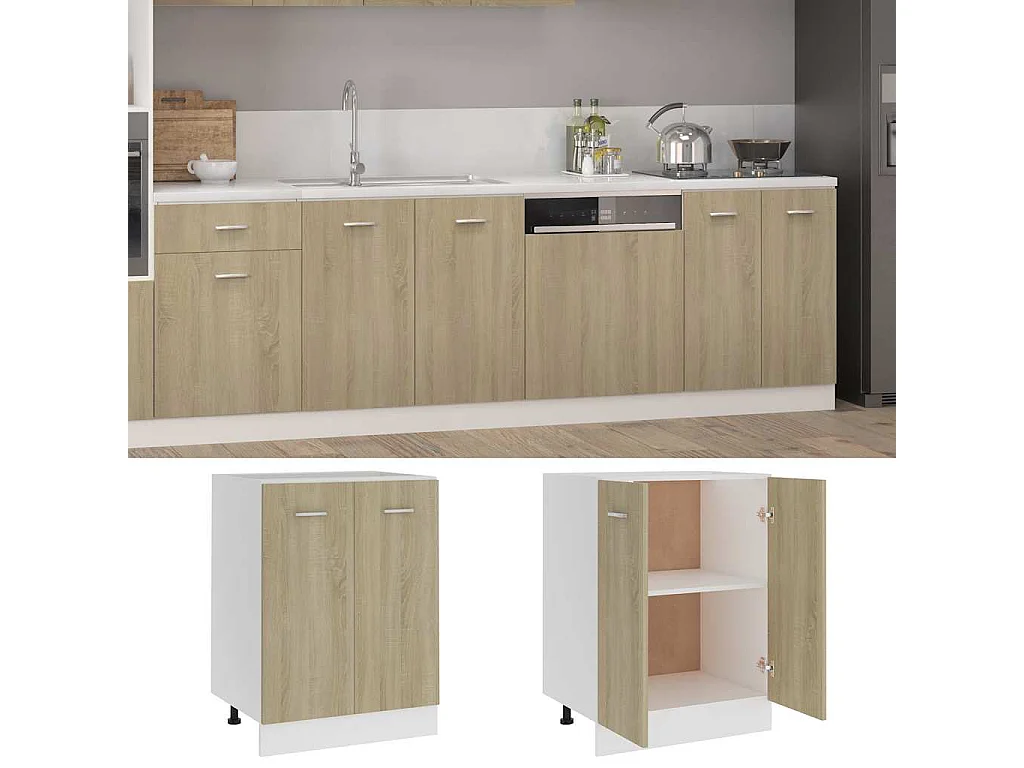 Onderkast Lyon 60x46x81,5 cm bewerkt hout sonoma eikenkleurig