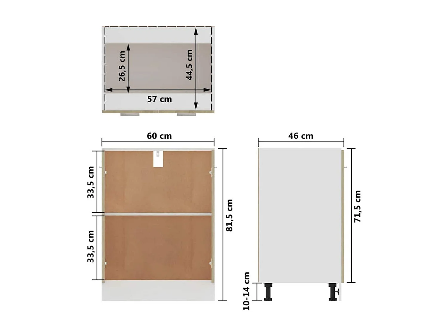 Onderkast Lyon 60x46x81,5 cm bewerkt hout sonoma eikenkleurig