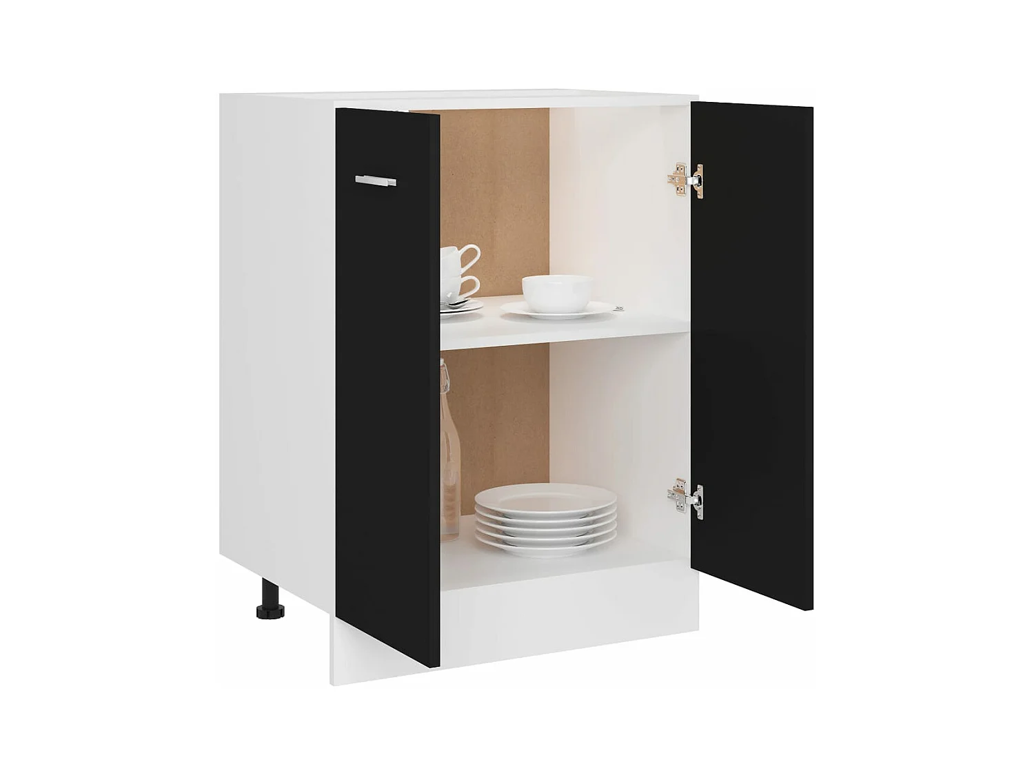 Armario bajo "Lyon" negro 60x46x81,5 cm Madera de ingeniería