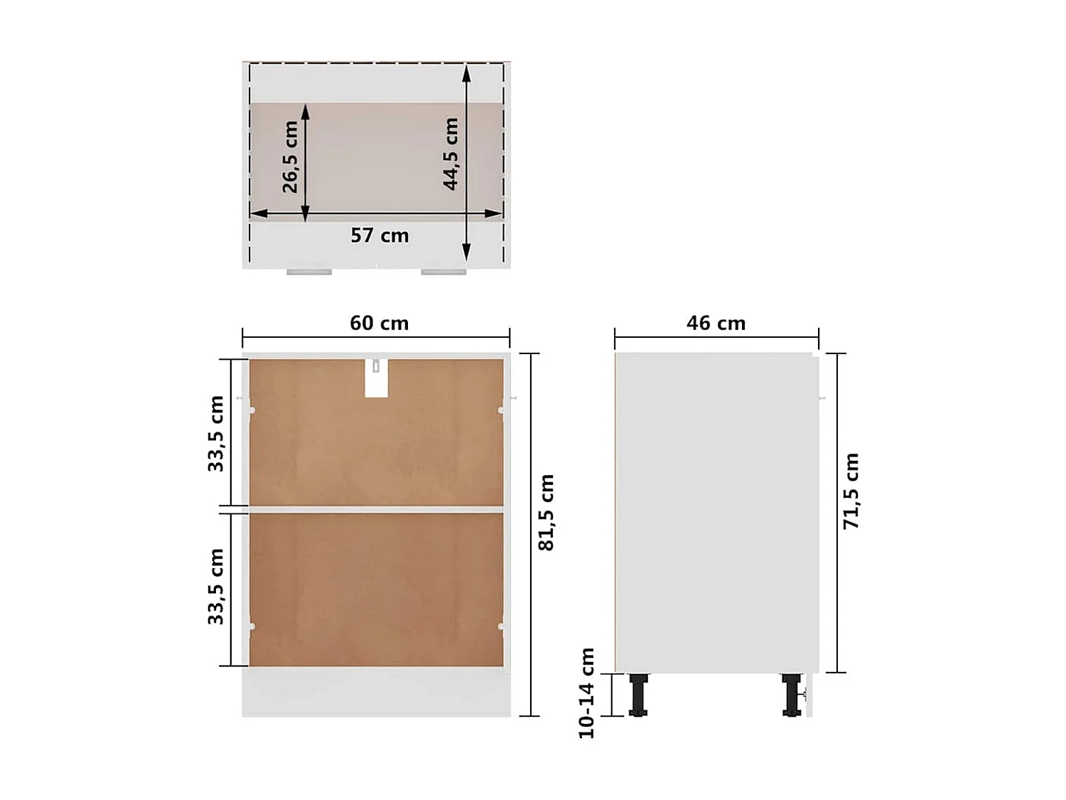 Meuble bas "Lyon" Blanc 60 x 46 x 81,5 cm Bois d'ingénierie