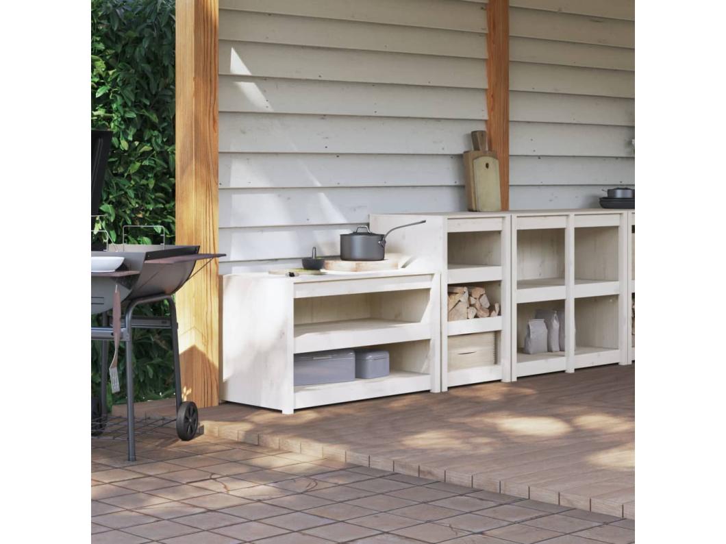 Mobili da Cucina da Esterno 2 pz Bianchi Legno Massello di Pino