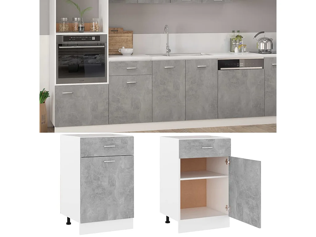 Armoire à tiroirs "Lyon" Gris béton 50 x 46 x 81,5 cm Bois d'ingénierie