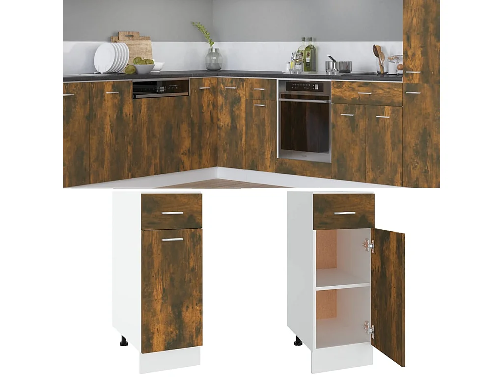 Unterschrank mit Schublade Lyon Räuchereiche 30x46x81,5 cm