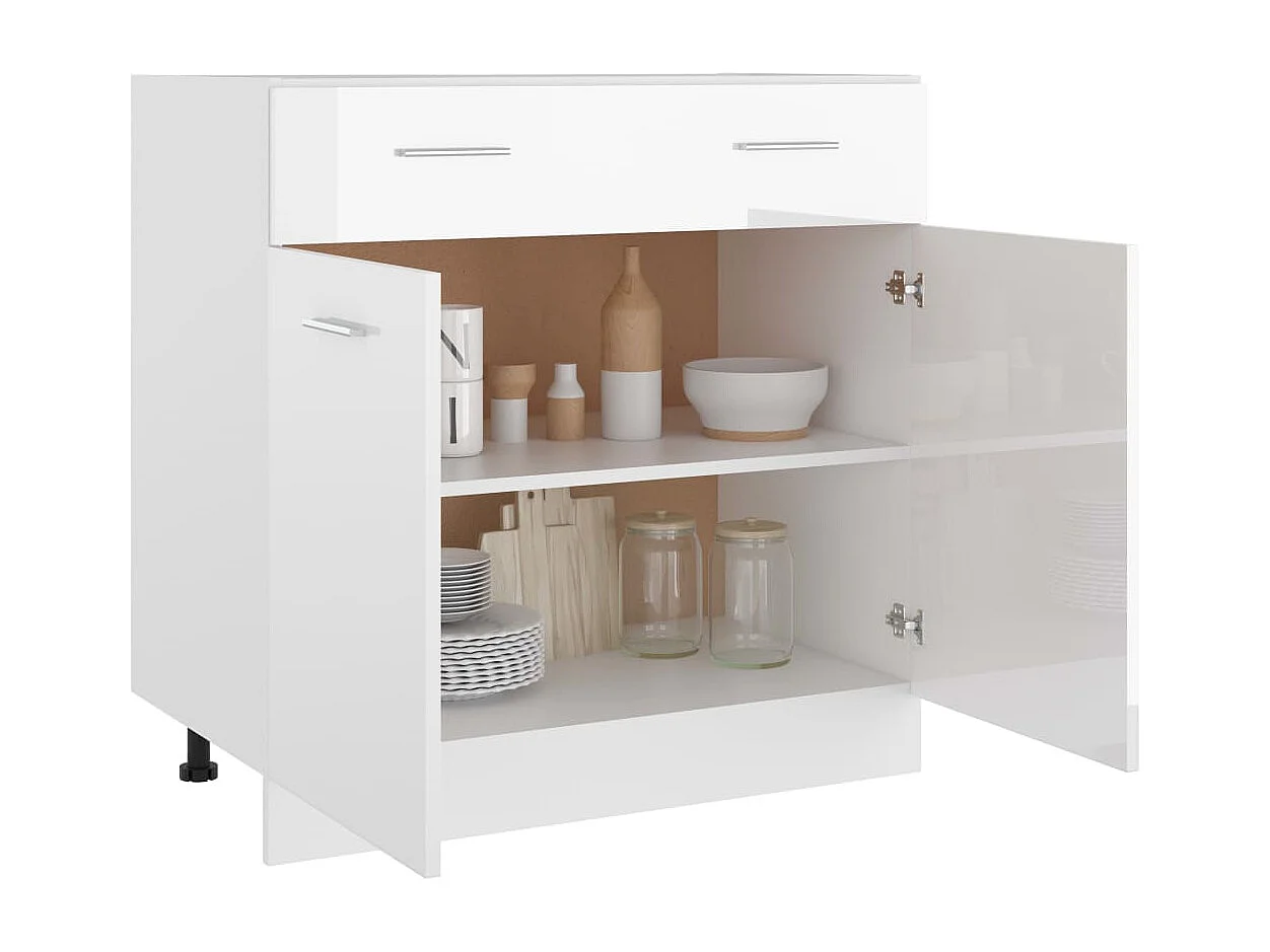 Armoire de plancher à tiroir "Lyon" Blanc brillant