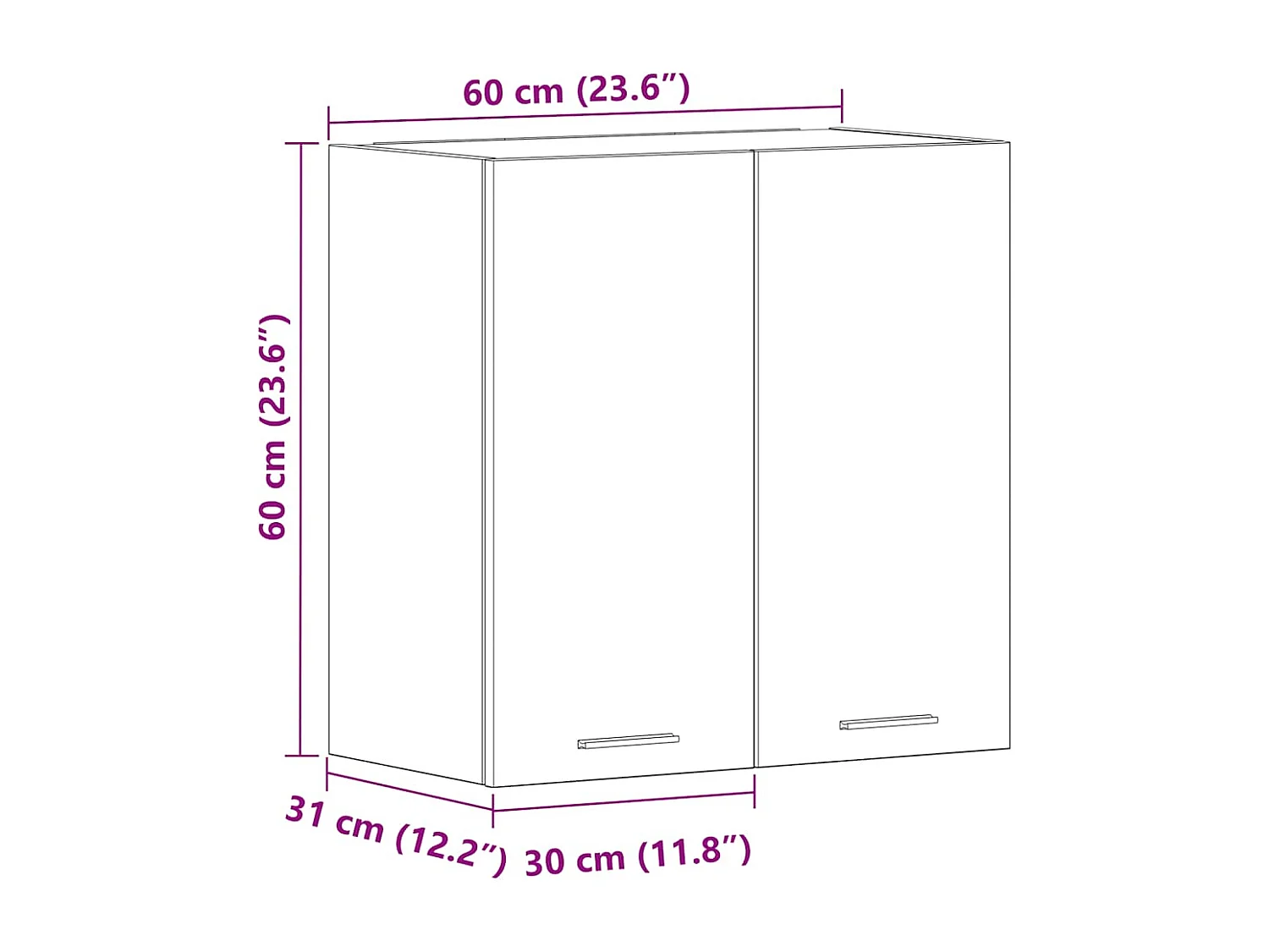 Mobile Pensile “Lyon” Nero 60x31x60 cm in Legno Multistrato