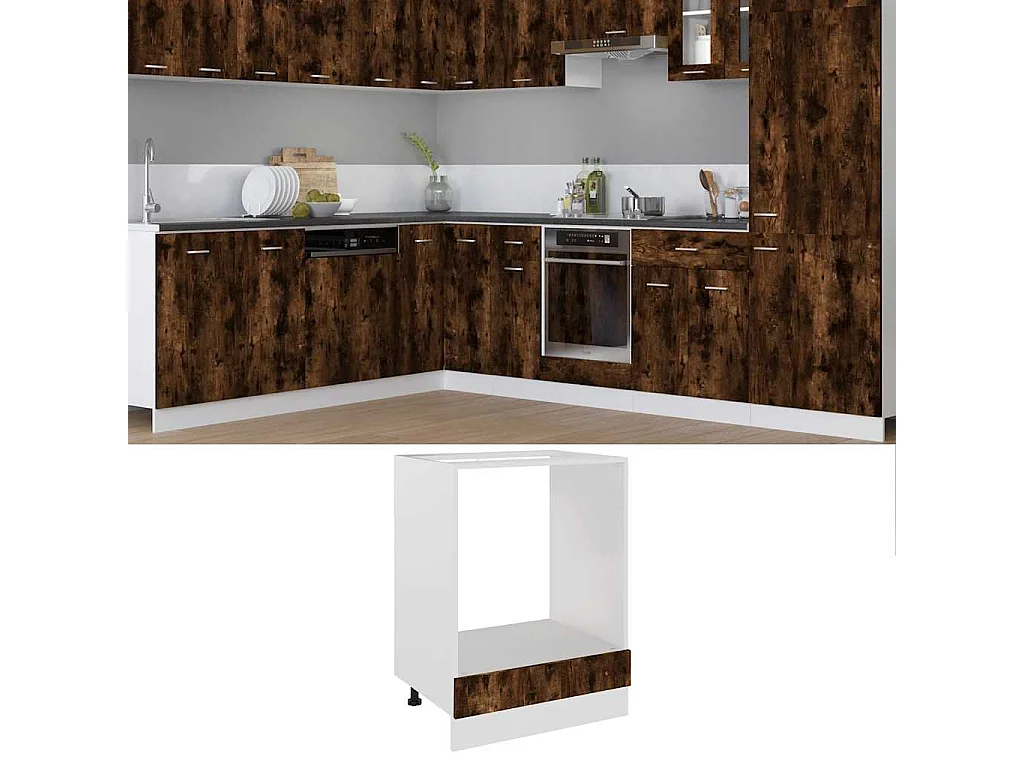 Ovenkast Lyon 60x46x81,5 cm bewerkt hout gerookt eikenkleurig