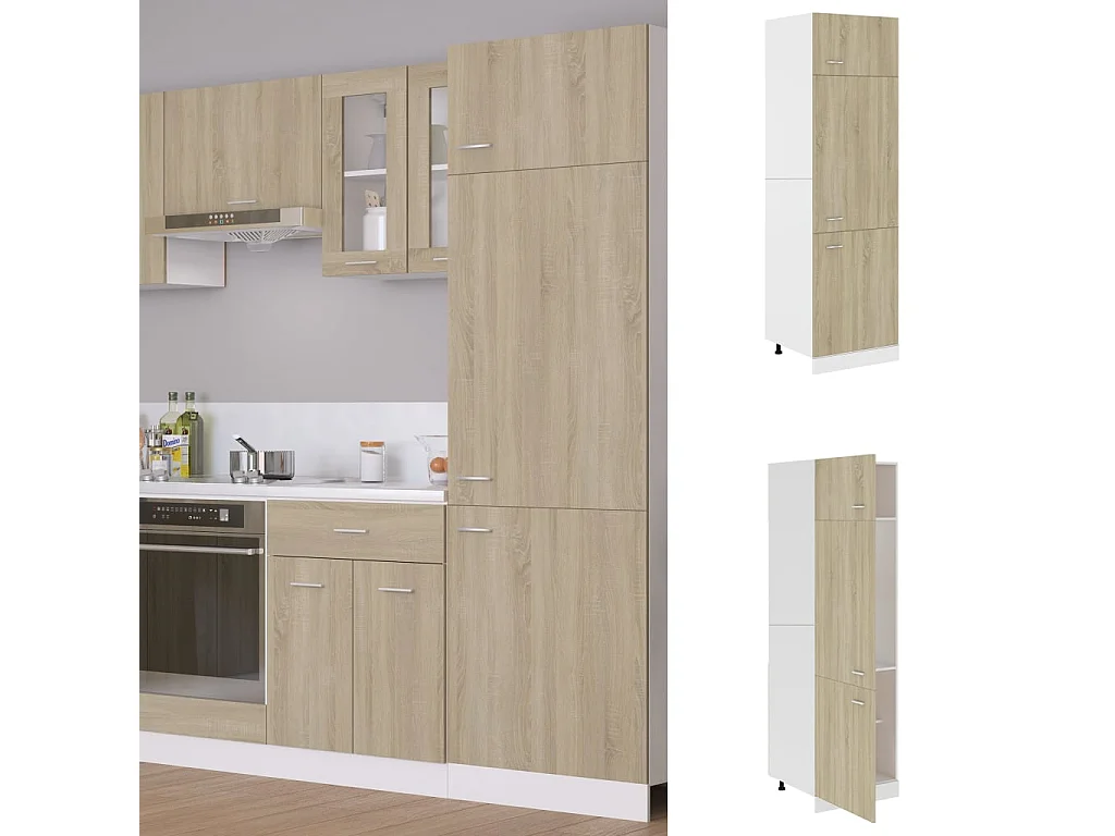 Mobile per Frigo Rovere Sonoma 60x57x207 cm Legno Multistrato