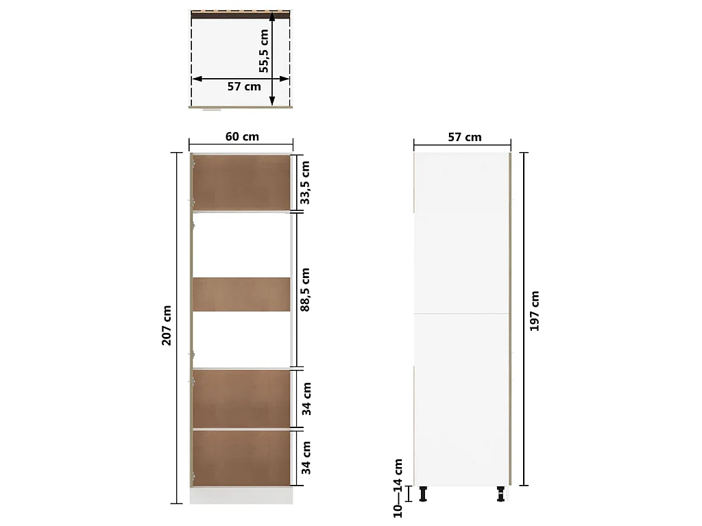 Mobile per Frigo Rovere Sonoma 60x57x207 cm Legno Multistrato