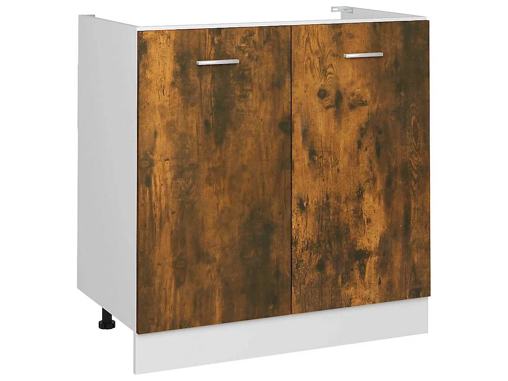 Meuble sous évier "Lyon" Chêne fumé 80 x 46 x 81,5 cm Bois d'ingénierie