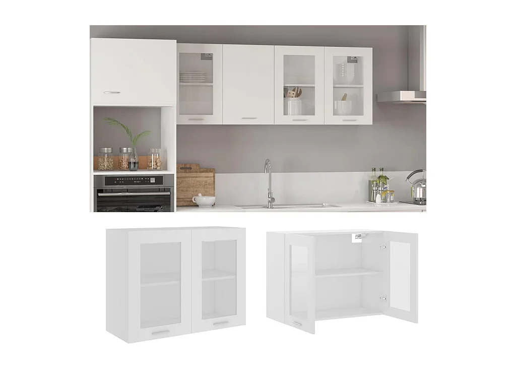 Vitrine suspendue "Lyon" Blanc 80 x 31 x 60 cm Bois d'ingénierie