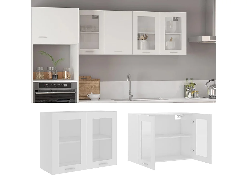Vitrine suspendue "Lyon" Blanc 80 x 31 x 60 cm Bois d'ingénierie