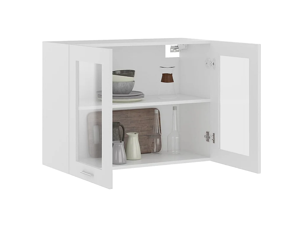 Vitrine suspendue "Lyon" Blanc 80 x 31 x 60 cm Bois d'ingénierie