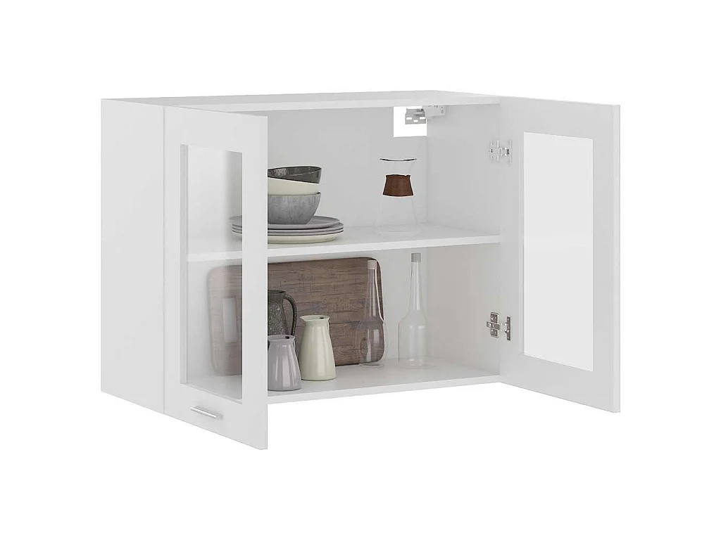 Vitrine suspendue "Lyon" Blanc 80 x 31 x 60 cm Bois d'ingénierie