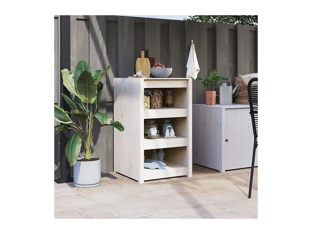 Armoire de cuisine d'extérieur blanc bois de pin massif