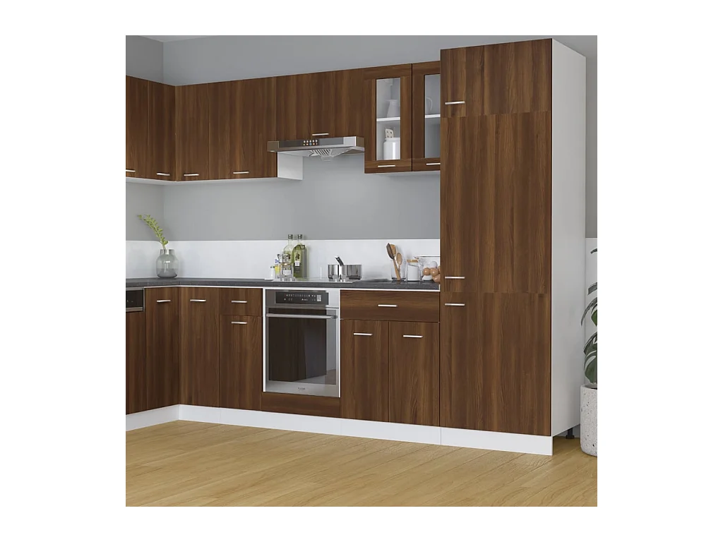 Mobile Pensile con Vetro “Lyon” Rovere Marrone 60x31x60 cm