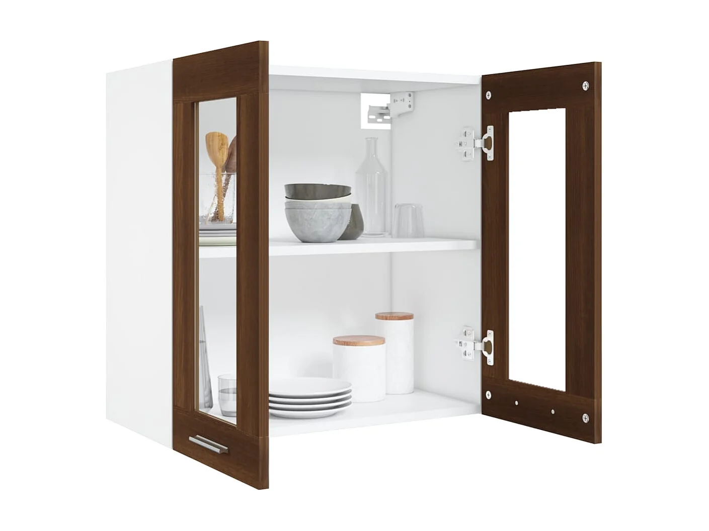 Vitrinekast hangend Lyon 60x31x60 cm bewerkt hout bruin eikenkleur