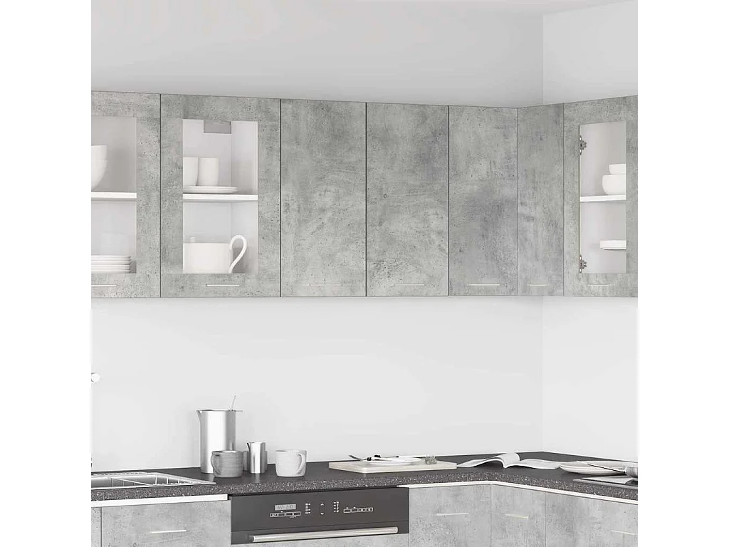 Armoire suspendue "Lyon" Gris béton 60 x 31 x 60 cm Bois d'ingénierie