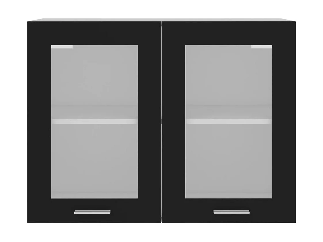 Mobile Pensile con Vetro “Lyon” Nero 80x31x60 cm