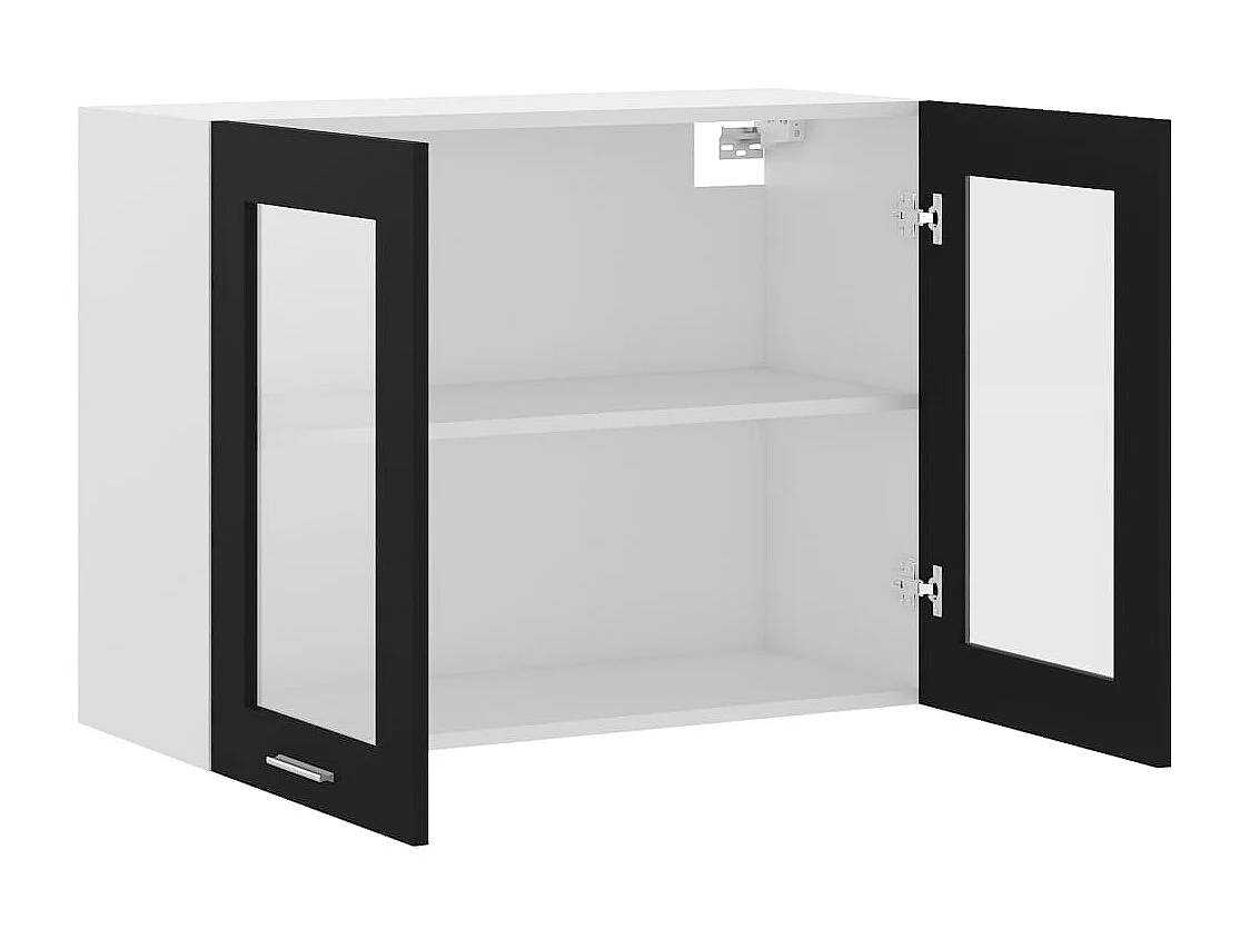 Vitrine suspendue "Lyon" Noir 80 x 31 x 60 cm Bois d'ingénierie
