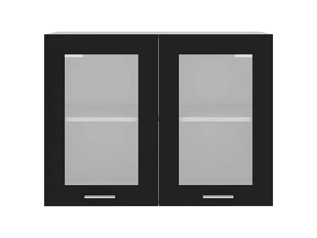 Armário de parede c/ vidro “Lyon” 80x31x60 cm preto