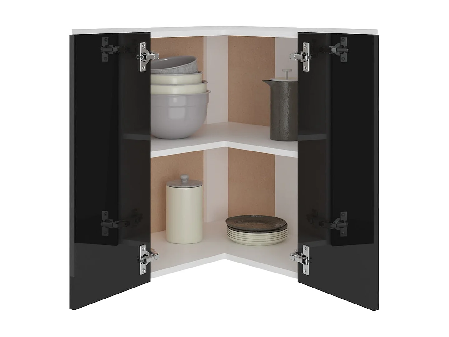 Armário de canto parede “Lyon” preto brilhante