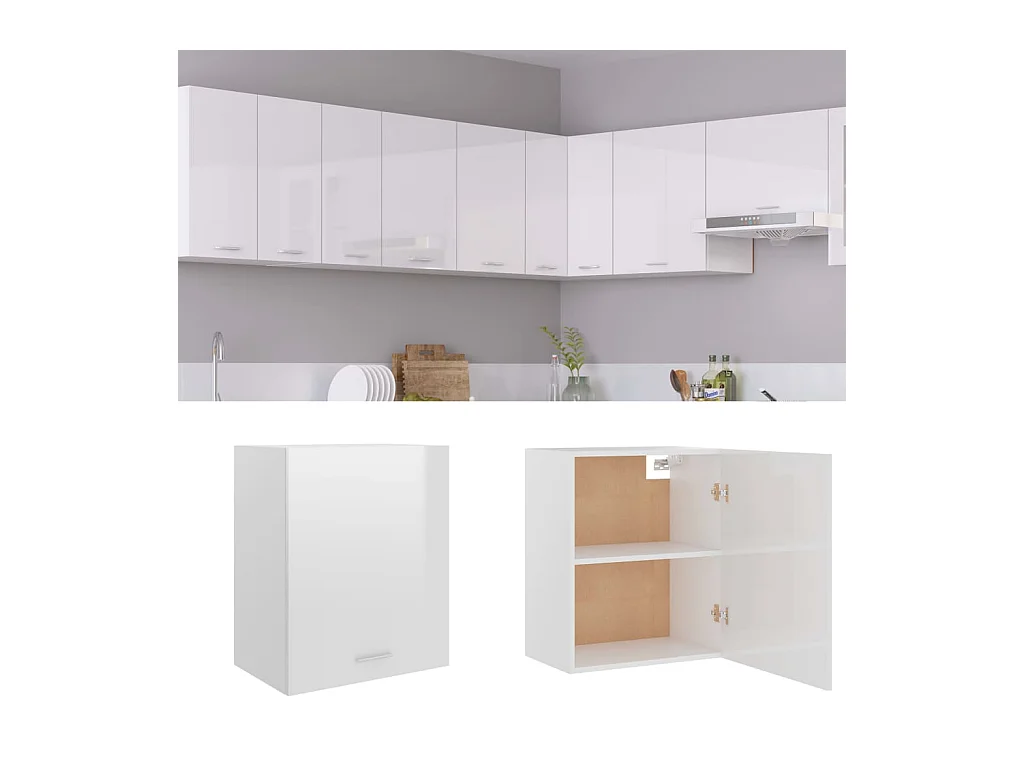 Hängeschrank Lyon Hochglanz-Weiß 50x31x60 cm Holzwerkstoff