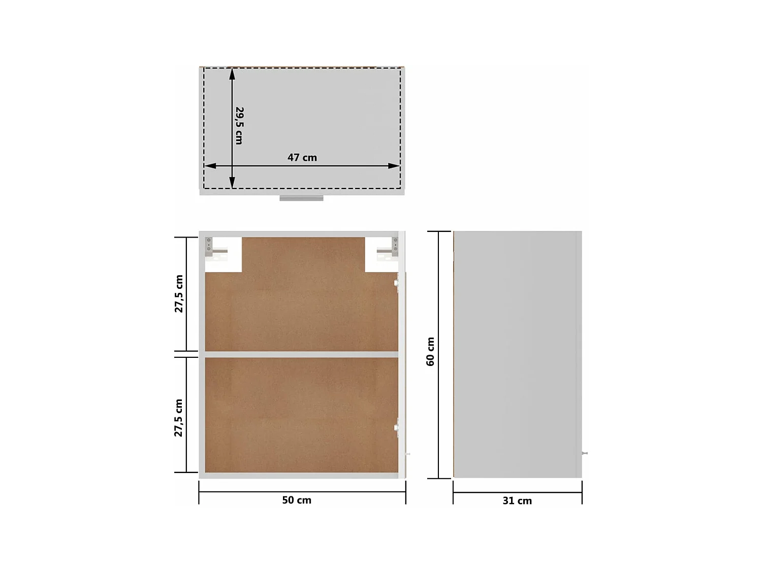Hängeschrank Lyon Hochglanz-Weiß 50x31x60 cm Holzwerkstoff