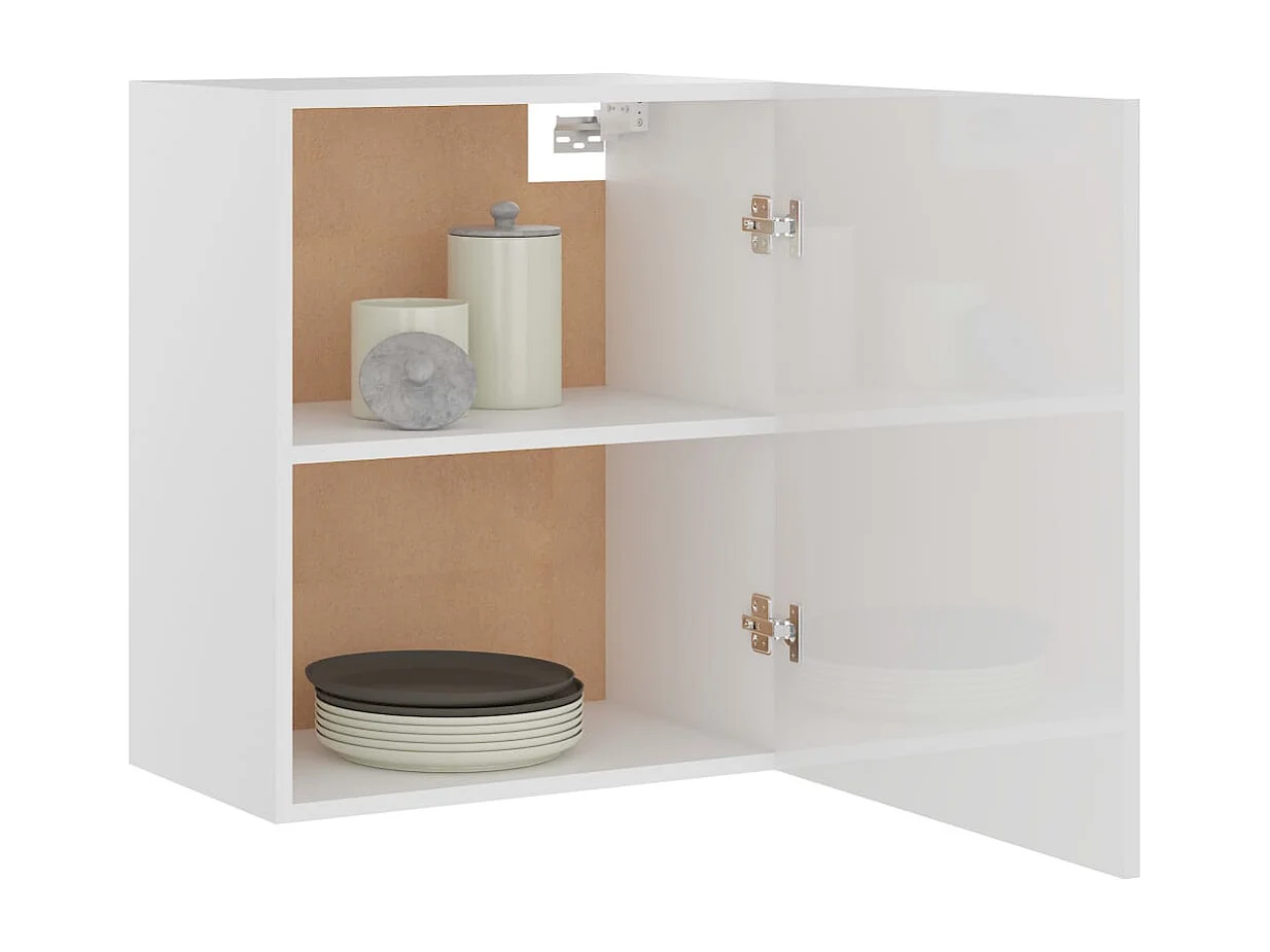 Armoire suspendue "Lyon" Blanc brillant 50 x 31 x 60 cm Bois d'ingénierie