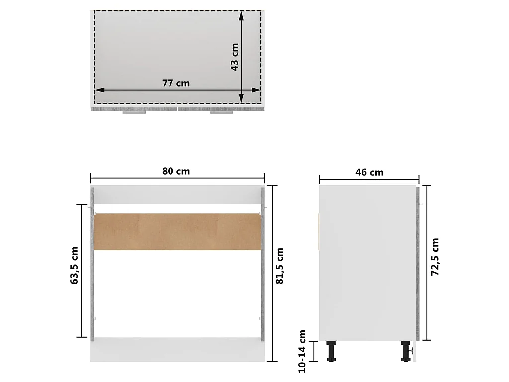 Mueble bajo fregadero "Lyon" gris Sonoma 80x46x81,5 cm madera de ingeniería