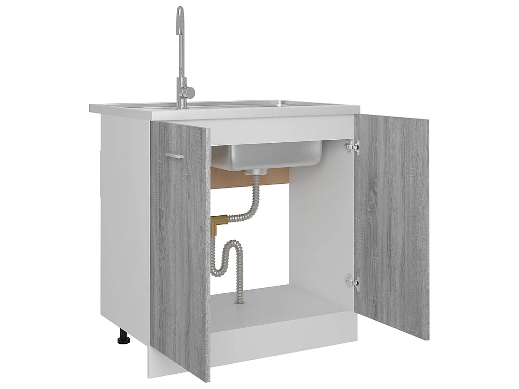 Mueble bajo fregadero "Lyon" gris Sonoma 80x46x81,5 cm madera de ingeniería