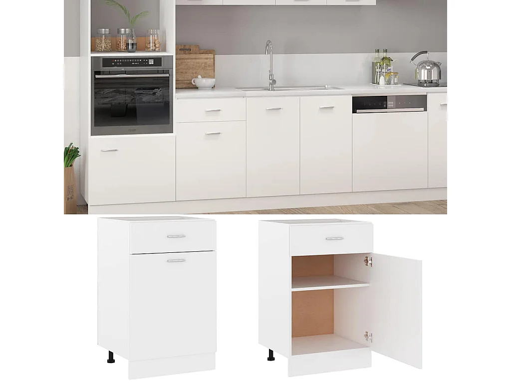 Schubunterschrank Lyon Weiß 50x46x81,5 cm Holzwerkstoff
