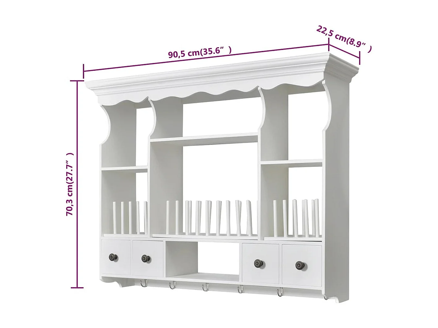 Pensile da Cucina in Legno Bianco